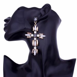“Lead Me To The Cross” Champagne Cross Earrings